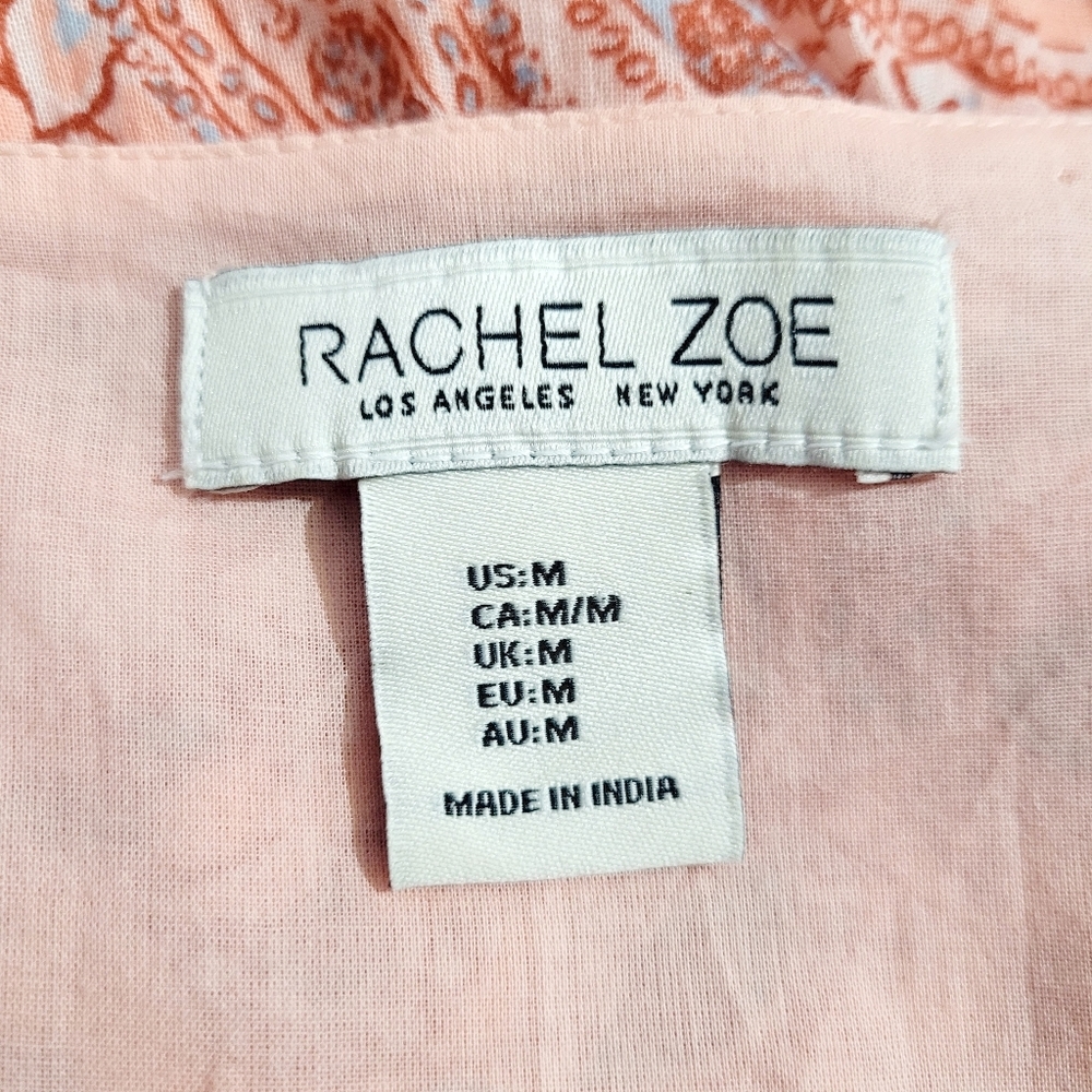 Rachel Zoe Pink Paisley Maxi Dress Women SZ Medium Sleeveless Boho Tiered Cotton - Picture 8 of 11